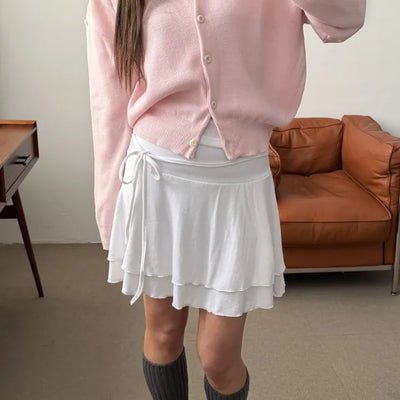 Double Wave Frill Spandex Skirt