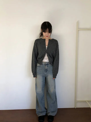 Basic Round Button Knit Cardigan