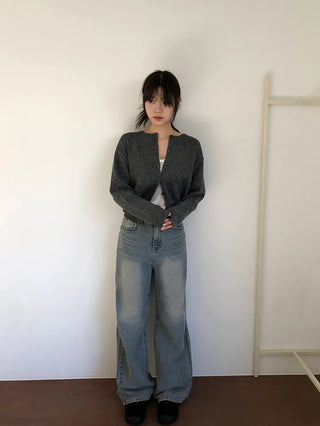 Basic Round Button Knit Cardigan