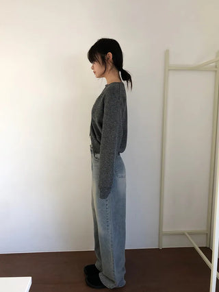 Basic Round Button Knit Cardigan