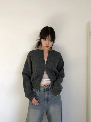 Basic Round Button Knit Cardigan