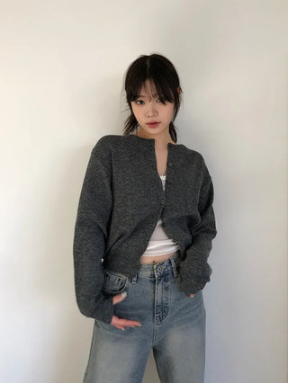 Basic Round Button Knit Cardigan