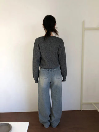 Basic Round Button Knit Cardigan