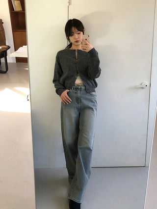 Basic Round Button Knit Cardigan