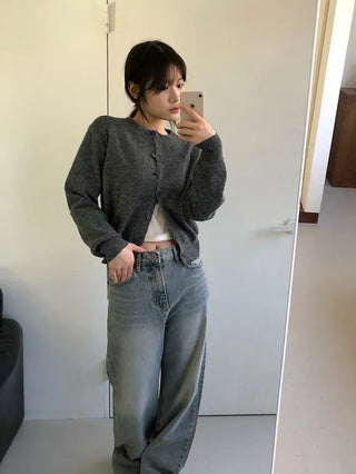 Basic Round Button Knit Cardigan