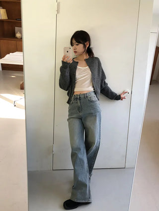 Basic Round Button Knit Cardigan