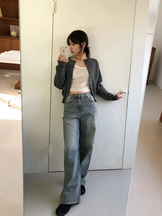 Basic Round Button Knit Cardigan