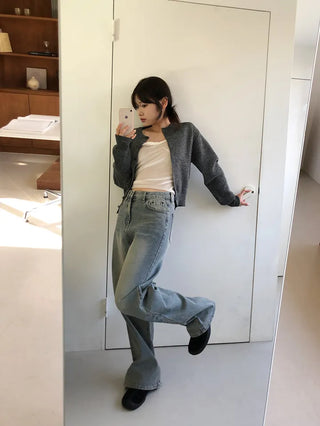 Basic Round Button Knit Cardigan