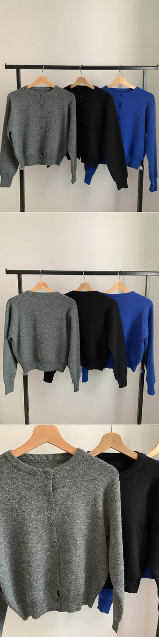 Basic Round Button Knit Cardigan
