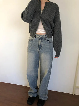 Basic Round Button Knit Cardigan