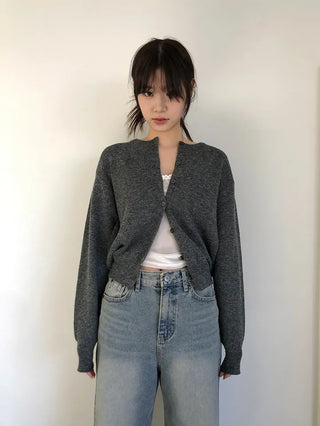 Basic Round Button Knit Cardigan