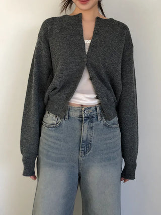 Basic Round Button Knit Cardigan