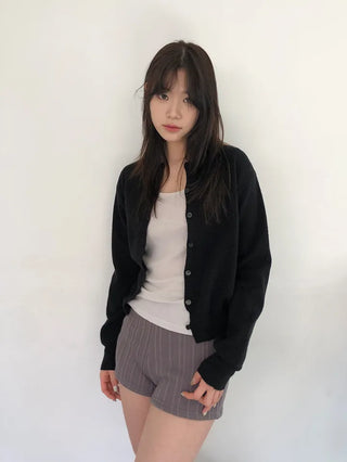 Basic Round Button Knit Cardigan
