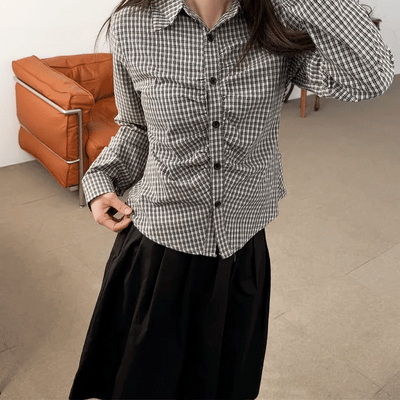 High Check Shirred Standard Shirt