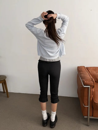 Harper Frill Capri Biker Leggings Pants