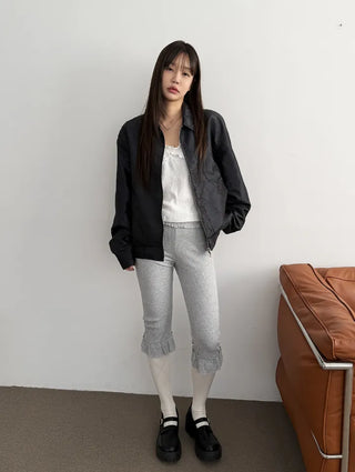 Harper Frill Capri Biker Leggings Pants