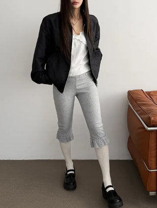 Harper Frill Capri Biker Leggings Pants