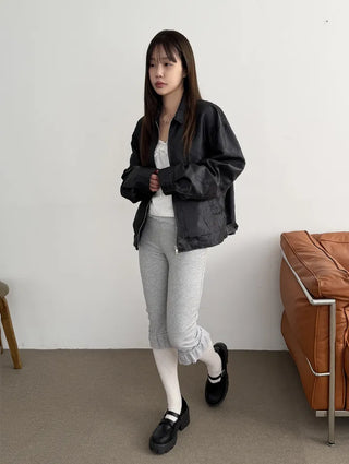 Harper Frill Capri Biker Leggings Pants