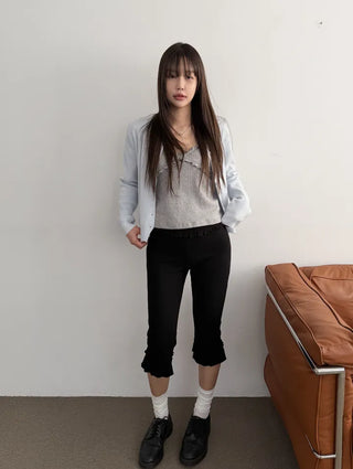 Harper Frill Capri Biker Leggings Pants