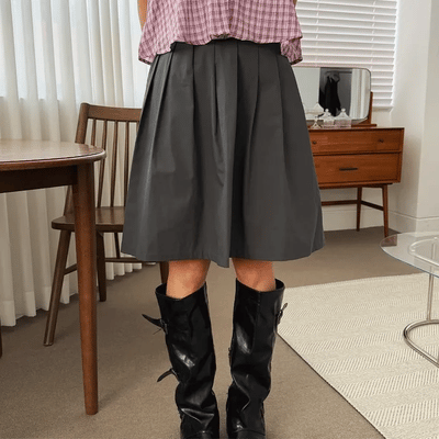 Poet Pintuck Flare Midi Skirt