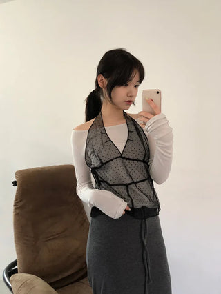 Dot Halterneck Bustier