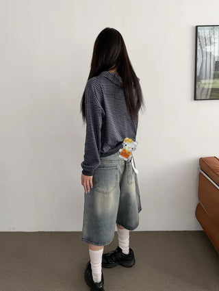 New Spring Arrival Toffee Soft Striped Zip Up Hoodie