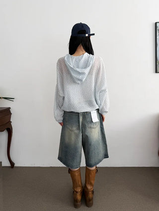 Slen Flower String Hooded Windbreaker Jacket