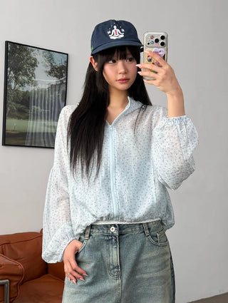 Slen Flower String Hooded Windbreaker Jacket