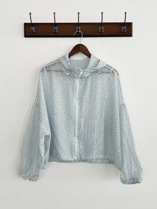 Slen Flower String Hooded Windbreaker Jacket