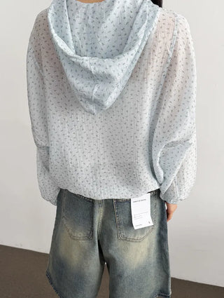 Slen Flower String Hooded Windbreaker Jacket