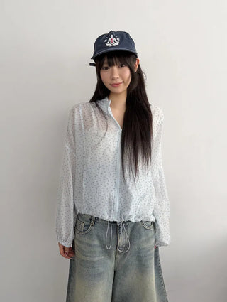 Slen Flower String Hooded Windbreaker Jacket