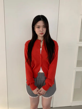 Basic Round Button Knit Cardigan