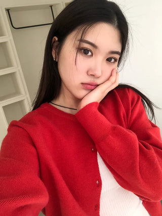 Basic Round Button Knit Cardigan