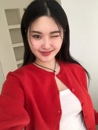 Basic Round Button Knit Cardigan