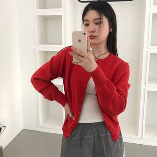 Basic Round Button Knit Cardigan