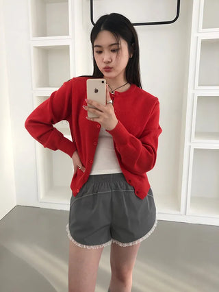 Basic Round Button Knit Cardigan
