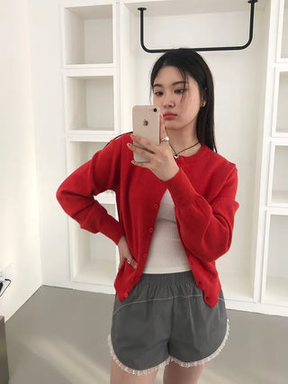 Basic Round Button Knit Cardigan