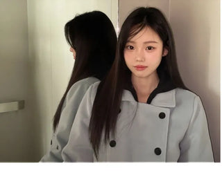 Classic double button collar half coat in