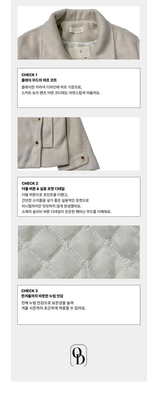Classic double button collar half coat in
