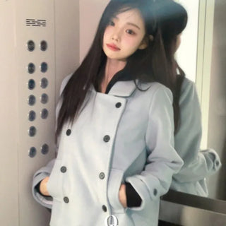 Classic double button collar half coat in