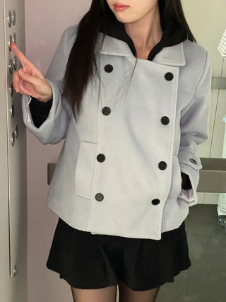 Classic double button collar half coat in