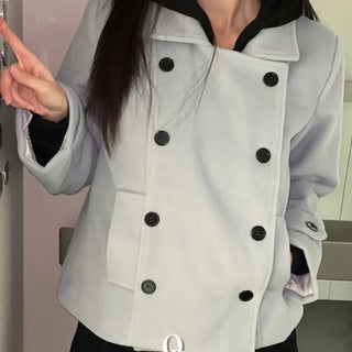 Classic double button collar half coat in