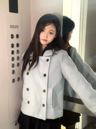 Classic double button collar half coat in