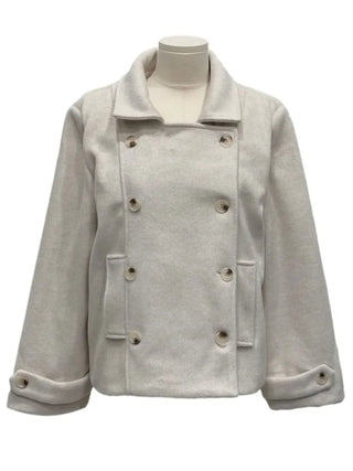 Classic double button collar half coat in