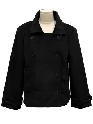 Classic double button collar half coat in