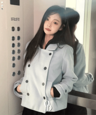 Classic double button collar half coat in