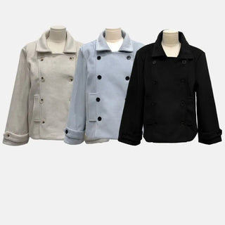 Classic double button collar half coat in