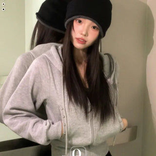 Kikimi Rivet Fleece Stud Wide Shibori Hooded Zip-Up