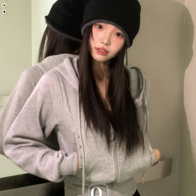 Kikimi Rivet Fleece Stud Wide Shibori Hooded Zip-Up
