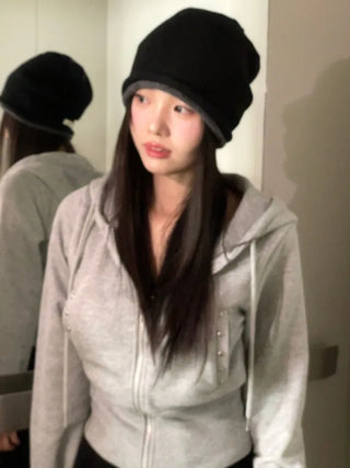Kikimi Rivet Fleece Stud Wide Shibori Hooded Zip-Up